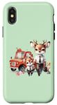 Coque pour iPhone X/XS Famille de cerfs verts et mignons qui se rendent au travail