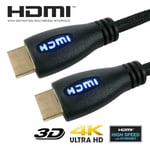 4K READY HDMI CABLE WITH BLUE LED LIGHT 3D Screen Monitor TV 2160p Ethernet Lead