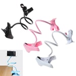 1pc Cell Phone Holder Mobile Stand For Desk Stents Flexible Clip Pink
