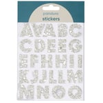 Bokstäver klistermärken A-Z glitter vit – sammanlagt 50 alfabet stickers, 23 mm höga