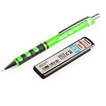 Rotring Tikky Mechanical Pencil - 0.7mm 2B - Neon Green Barrel + 12 Leads 