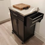 Mobile Kitchen Island Cart with Stainless Steel Top Drawer Cabinet Spice Rack