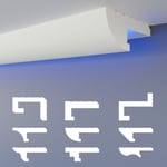 Profilé de joint d'ombre led Moulures, éclairage indirect xps Polystyrene Plafond sec: 30.6 mètres / 18 baguettes, HLED-15 - 90x35 mm (de) - Heximo