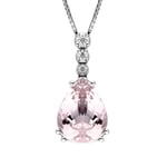 18ct White Gold 6.15ct Kunzite and Diamond Pear Drop Necklace