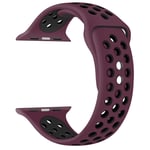 EWENYS Replacement Strap, Compatible with Apple Watch Series 7 41mm, SE Series 6 Series 5 Series 4 40mm, Series 3 Series 2 Series 1 38mm. Silicone Nike Sport Editon(Plum-black)