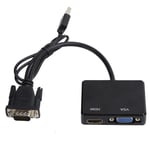 fasient1 VGA to HDMI, USB VGA Input to HDMI + VGA Output Converter, Support 1080P, for Notebook, Graphics Cards, DVD, Blu-ray DVD, for PS3, for X360 Box, etc(black)