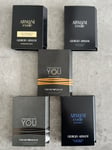 5 X GIORGIO ARMANI code Joblot Colonia, YOU, 4 X 1.2ml EDT Edp Spray Samples💙