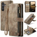 CaseMe Zipper Plånboksfodral Samsung Galaxy S24 Brun
