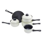 Cream 5-Piece Non-Stick Pan Set Carbon Steel Cookware Gas & Electric Hobs