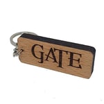 Gate Engraved Wooden Keyring Keychain Key Ring Tag