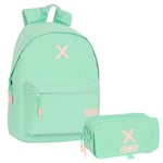 Safta | Pack Backpack for 14.1 inch Munich Basic Mint + Triple Big Munich Basic Mint - Full Pack Munich Backpack for 14.1 inch Laptop and Triple Big Pencil Case, multicoloured, ST, Classic
