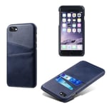 iPhone SE 3 5G (2022) / 2020 8/7 - KSQ Hårt läderskal med korthållare Mörkblå