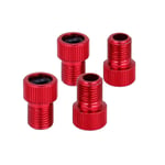 ZOOENIE Set of 4 Aluminium Bicycle Valve Presta to Schrader Converter Car Valve Adapter Bicycle Tube Pump Air Compressor Tools F/V A/V Adaptor Bicycle Valve, red