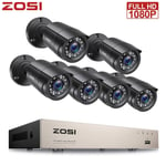 ZOSI 8CH 1080P DVR 6x CCTV Camera Home Security System Kit Outdoor Night Vision