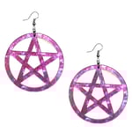 Örhängen Pentagram Galax Lila OVERSIZE Wicca Pagan Marmor Lila
