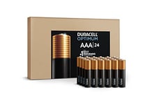 Duracell Optimum Lot de 24 Piles alcalines AAA, Puissance Durable, idéales pour Les appareils domestiques et de Bureau,