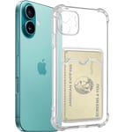 Transparent iPhone 16 Plus Skal med Korthållare och Kameraskydd - Extra Stöttåligt