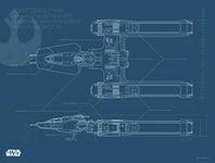 Komar Wall Picture | Star Wars EP9 Blueprint Y-Wing | Children's Room Decoration Art Print | Without Frame | WB180-40 x 30 cm | Size: 40 x 30 cm (Width x Height)