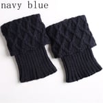 Leg Warmer Socks Knee High Crochet Leggings Navy Blue