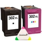 Pack 2 cartouches 302 XL pour imprimante HP Officejet 3830 3832 4650 + un surligneur offert