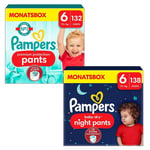 Pampers Premium Protection Pants, storlek 6, 15 kg+ (132 byxor) och Baby-Dry Pants Night , storlek 6, 15 kg+ (138 byxor)