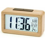 Réveil Numérique en Bois, aboveClock Réveil led Horloge Digitale sans Tic-tac avec Affichage Date, Température, Fonction Snooze, Horloge Numérique