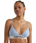 Tommy Hilfiger Womens UW0UW04256 Unlined Triangle Bralette - Blue Cotton - Size Small
