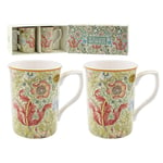 OFFICIAL WILLIAM MORRIS COMPTON SET OF 2 CHINA COFFEE MUGS CUP NEW IN GIFT BOX