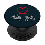 PopSockets Gamer Valentines Day Gift Video Gamer Heartbeat Cute Heart PopSockets PopGrip - Support et Grip pour Smartphone/Tablette avec un Top Interchangeable