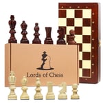 Shakkipeli shakkilauta puinen korkealaatuinen - shakkilautasetti taitettava shakkinappuloilla isot lapsille ja aikuisille 35X35 cm
