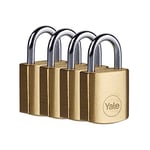 YALE Y110B/25/113/1 - Brass Padlock (25mm) - High Quality Indoor Lock for Locker, Backpack, Tool Box - 3 Keys - Standard Security