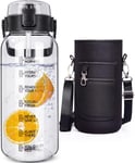 DEARRAY 1.5l Sports Glass Water Bottle with Straw & Time Markings 1.5 litre for
