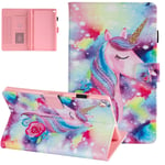 Case for Amazon Kindle Fire HD 8 Tablet (8th Gen 2018 Release), Fire HD 8 2017 2016 Cover, UGOcase Slim PU Leather Soft TPU Back Smart Flip Stand Case for Fire HD 8 2018 2017 2016, Watercolor Unicorn