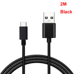 1/2pcs 1m/1.5m/2m Type-c Charging Cable Micro Usb 3.1 Fast Black 2m