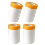 4X(4 Pcs Plastic Dust Sheets Roll 0.55 x 20M Pre-Taped ing Film Drop Cloths for