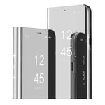 MRSTER OPPO Reno4 Pro 5G Case, Mirror Design Clear View Flip Bookstyle Luxury Protecter Shell With Kickstand Case Cover for OPPO Reno 4 Pro 5G. Flip Mirror: Silver