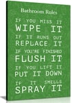 Panther Print, Canvas Wall Art for Washroom and Toilets, Beautifully Framed Prints on Canvas, Toilet and Bathroom Rules, Print for Special Occasions, Green (18x12 Inch)