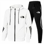 The North Face Herr Hoodie Sweatshirt Jogger Byxor Träningsoverall 2PCS/Set Sportkläder Vit White M