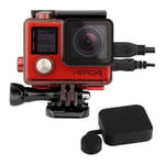 SOONSUN Side Open Protective Skeleton Housing Case with LCD Touch Backdoor and Standard Protective Housing Lens Cap Cover for GoPro Hero4 Hero 4 3 3+ Silver & Black (Red)