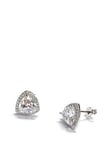 Buckley London The Carat Collection - Clear Trillion Halo Earrings, Silver, Women
