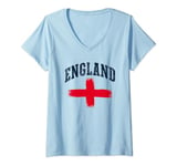 Womens England with English Flag Men, Women, Kids Girls & Boys V-Neck T-Shirt
