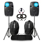 Vonyx SPJ12 V3 Active 1200W 12" DJ Disco PA Speaker (Pair) with Stands & Bags