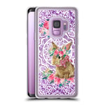 Head Case Designs Official Monika Strigel Bunny Lace Flower Friends 2 Purple Clear Hybrid Liquid Glitter Compatible for Samsung Galaxy S9