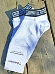 2 Pairs : Genuine CALVIN KLEIN Low Cut Cotton SOCKS White Black 6.5-11 MENS CK2