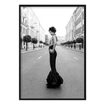 Artze Wall Art Fashion Woman Paris Street Poster, 30 cm Width x 40 cm Height, Black/White