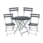 Fermob - Bistro matgrupp bord 77cm & 4 metall stolar anthracite - Matgrupper utomhus