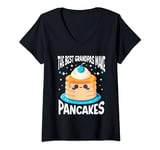 Womens Pancake Maker Food Lover The Best Grandpas Make Pancakes V-Neck T-Shirt