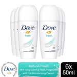 Dove Fresh Roll On AntiPerspirant up to 48H of Sweat & Odour Protection, 6x50ml