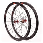 700C Bicycle Wheelset For Road Bike Double Wall Rim Carbon Fiber Hub V/C Brake 40MM Rim Front 18H Rear 21H Wheels 8 9 10 11 Speed (Color : D)