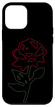 iPhone 12 mini Minimalist small silhouette - red rose green leaves Case
